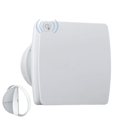 100mm Bathroom Exhaust Fan with Humidity Sensor, Quiet Window Ventilation Fan, Exhaust Wall Fan with Backdraft Damper, Window Mounting Ring, Temperature-Humidity Sensor for Kitchen and Bathroom.
