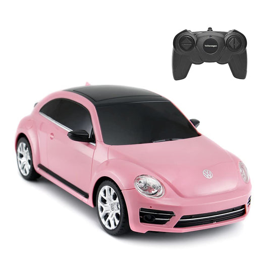 Rastar remote-controlled Volkswagen Beetle, scale 1:24, kids' remote-controlled racing car, pink toy car for kids/girls/toddlers.