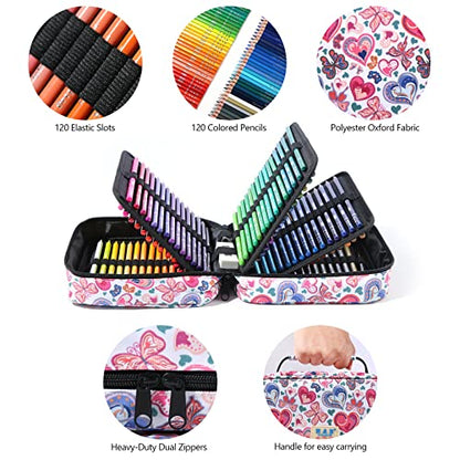 H & B 120 Colored Pencils Set Art Supplies Drawing Kit for Adults Coloring and Children Painting Sketchbook with Case