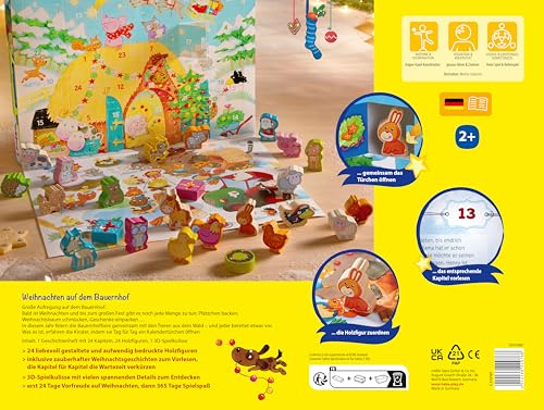HABA Advent Calendar - Christmas on the Farm - 3D game scene with 24 charming wooden figures - Christmas calendar for children from 2 years - 1303156001