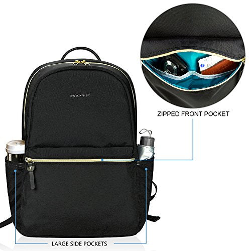 KROSER Laptop Backpack 15.6 Inch School Backpack Travel Daypack Waterproof Nylon Laptop Bag with USB Charging Port for College/Travel/Women/Men-Black (MULTIPLE WAYS)