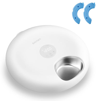 Automatic cat feeder for wet food, 6 meals cat feeder with 2 ice packs, programmable timer, rechargeable cordless automatic pet feeder.