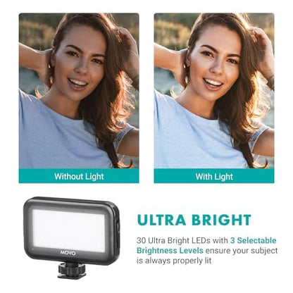 Movo uVlogger Android/USB-C/iPhone 15 compatible Vlogging Kit with full-size tripod - YouTube starter kit for content creators - Accessories: tripods, phone holder, light, shotgun microphone
