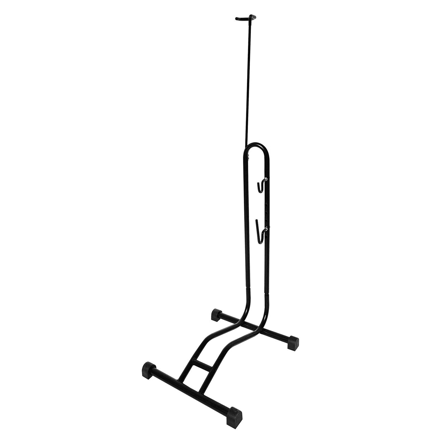 WELLGRO® Bike Stand - Steel, black, secure stand, hooks with plastic coating, 3 functions: suitable for horizontal and vertical hanging or placing upright.