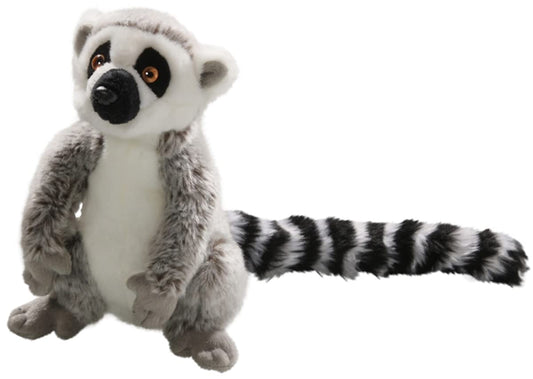 Carl Dick Cat Lemur sitting grey, plush toy, cuddly toy approx. 21cm, 33cm including tail 2673