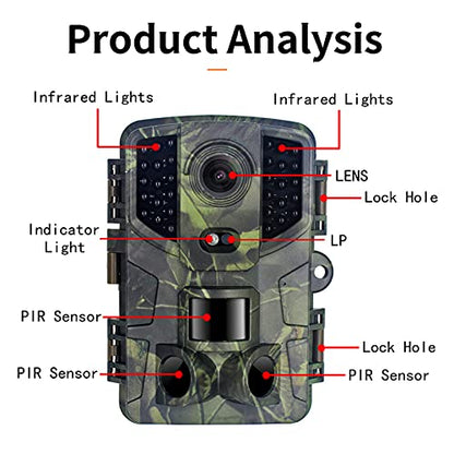 icefox Trail Camera 20MP 1080P Full HD Trail Camera with Motion Sensor Night Vision IP66 Waterproof for Wildlife Monitoring