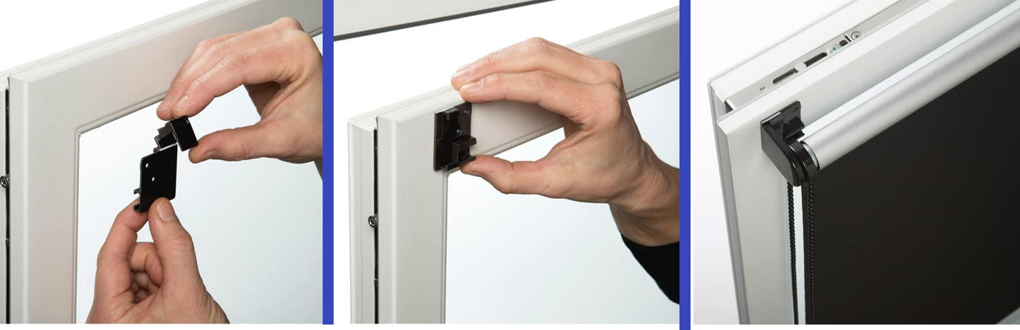 Deco Company Thermo-Rollo without drilling, with thermal backing, clamp mounting, highest light reflection, energy-saving, light-tight, all mounting parts included, black, 100 x 150 cm.