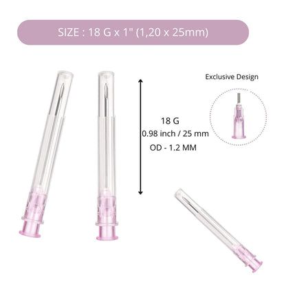 100 pieces of 18G x 1" (25mm) stainless steel dispensing accessories for refill liquids, individually packaged, refill tubes for industrial, scientific labs, for hobby and home use, multipurpose measuring tools.