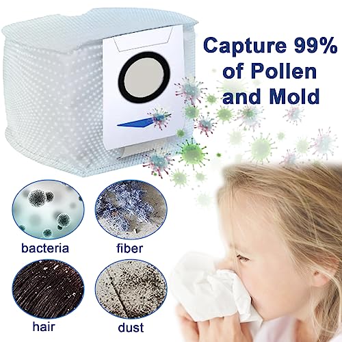16 pieces Replacement Parts Accessories Compatible with Ecovacs Deebot T20e OMNI/T20 OMNI Vacuum Cleaner, 1 Main Brush + 2 Filters + 4 Side Brushes + 4 Cleaning Cloths + 4 Vacuum Bags + 1 Cleaning Brush