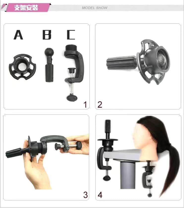 Training heads, 24 inch training heads for hairdressers 50% real hair hair practice head hairstyles set mannequin head styling head with stand + set styling hair styling braid set (brown)