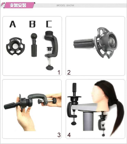Training heads, 24 inch training heads for hairdressers 50% real hair hair practice head hairstyles set mannequin head styling head with stand + set styling hair styling braid set (brown)