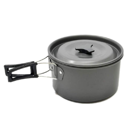 JZK Camping Cookware Set for 2-3 People, Foldable Camping Pot Set with Pot, Pan, and Teapot, Aluminum, for Outdoor Picnics, Camping, and Hiking.