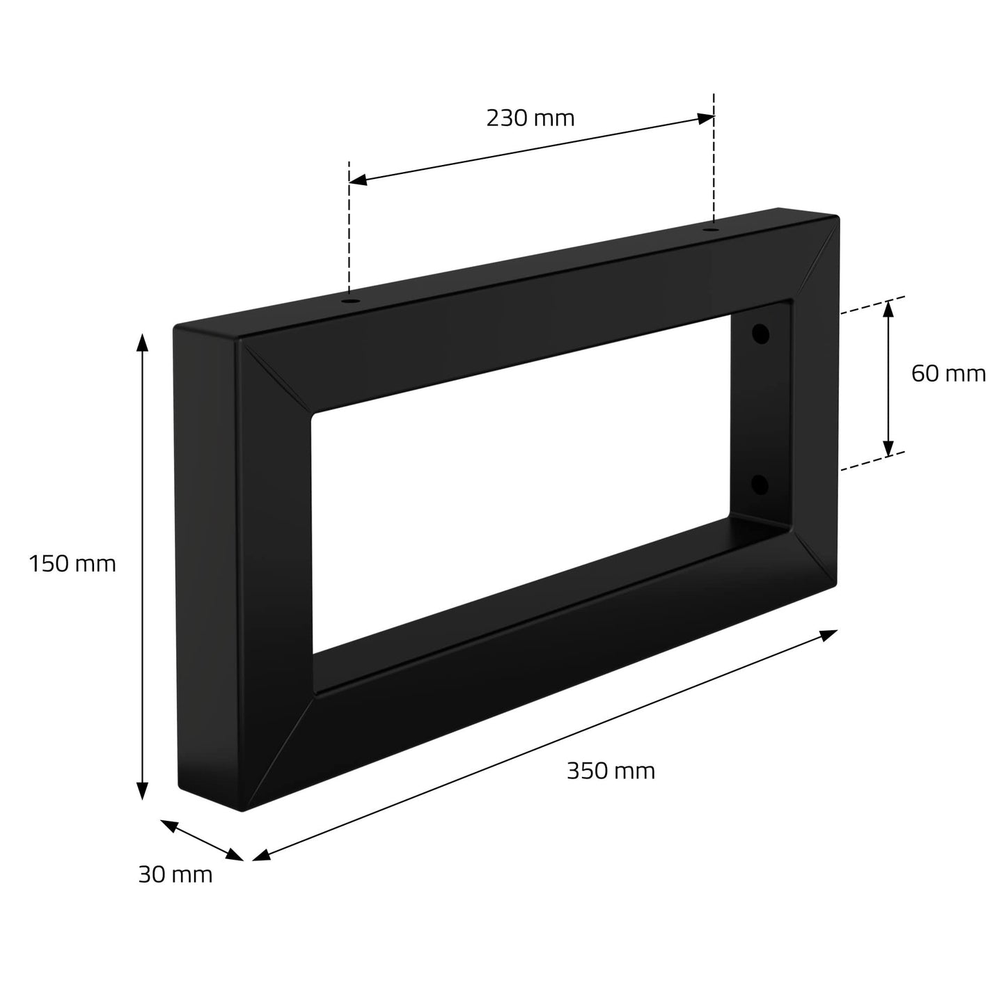 ML-Design 2-piece set wall bracket for washbasin, 350x150 mm, black, steel, design washbasin bracket, wall bracket for undercounter washbasin, console bracket shelf bracket towel holder