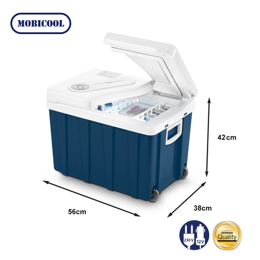Mobicool MQ40W Cooler with Wheels | Electric | 39 L | 12V, 230V | for Car, Boat, Motorhome, and Socket