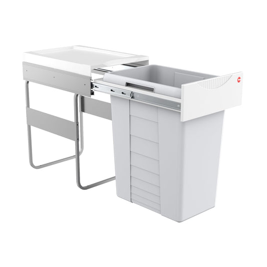 Hailo waste collector 3668401 | Easy-Cargo Solo trash can | Large 40L built-in trash can for the kitchen | Waste bin for 40 cm cabinet width | Waste separation system, plastic light gray
