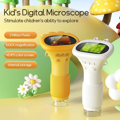 Handheld microscope for kids, Ashfly 200X portable pocket microscope, 2.0" IPS screen USB Microscope LED Lights - connect to PC, mini microscope for outdoor use from 3 years old - Orange (educational gift)