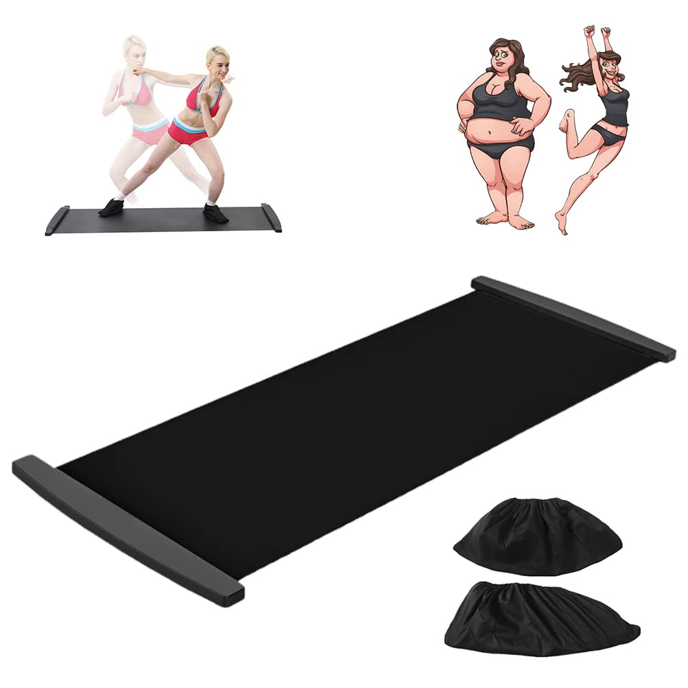 Slide Board with End Stoppers Extreme Slide Board Slide Shoes Shoe Cover Slimming Exercise Guide Mat Leg Work Training Fitness and Athletic