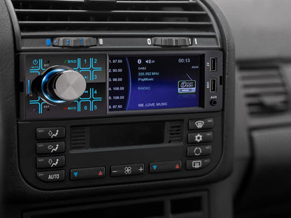 Caliber car radio with Bluetooth, AUX in, DAB, DAB Plus, FM, SD, USB, 4 inch display, rear camera input, 4x 55 watts, black, 1 Din.