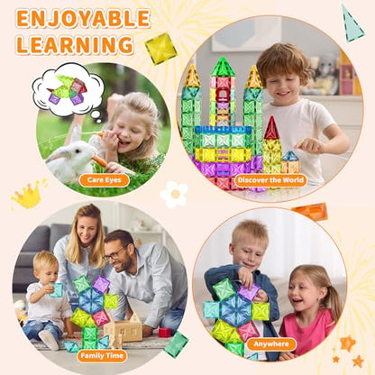 Tiagowell 3D Magnetic Building Blocks 120 Pieces, STEM Magnetic Toy for Kids, Magnetic Blocks Construction Toy Preschool Educational Toy for 3 4 5 6 7 8 Year Old Boys and Girls