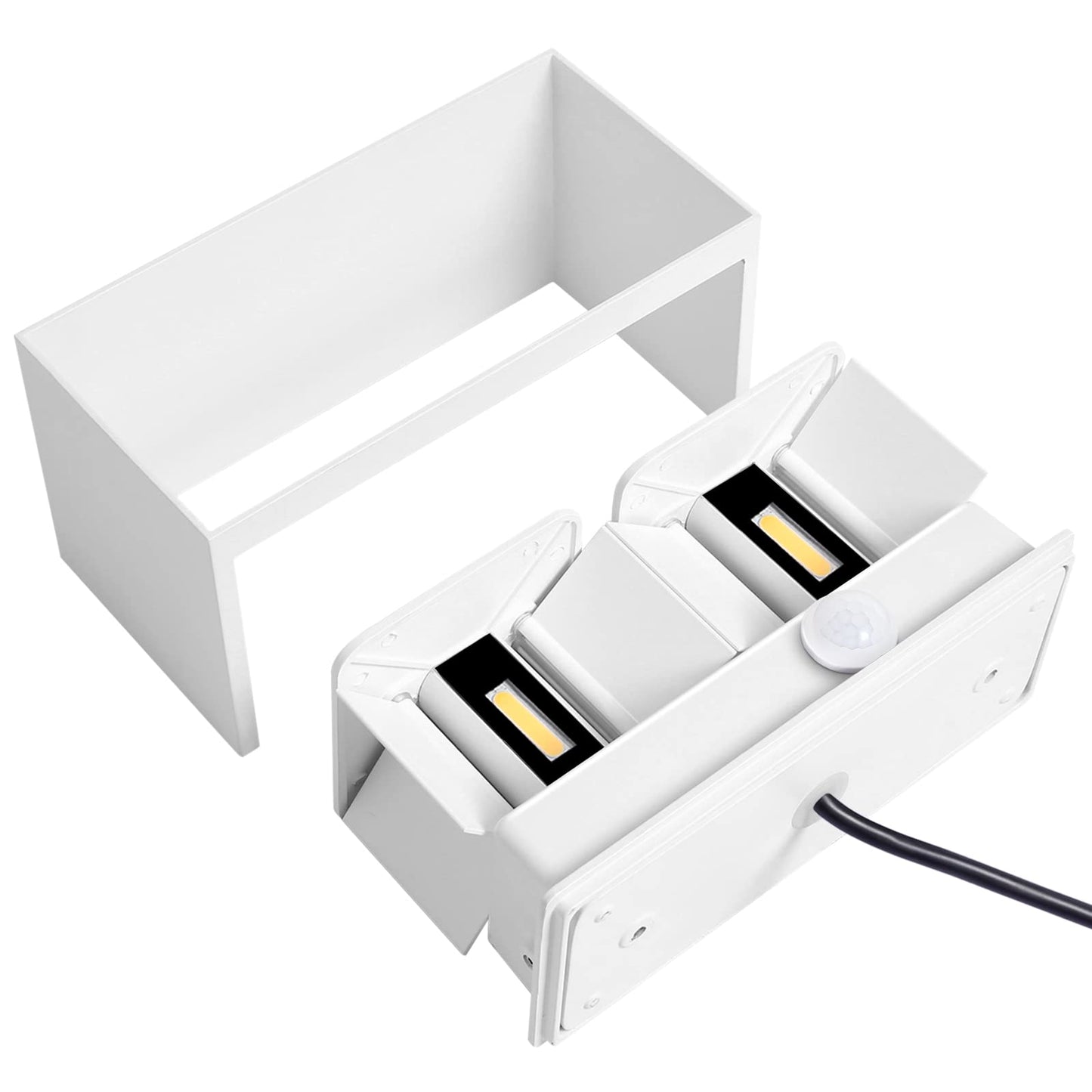 Kingwen 20W LED wall lights with motion sensor White indoor wall lamp 3000K outdoor lamp with motion sensor Warm white LED wall light indoor rectangular adjustable beam angle outdoor wall lamp IP65