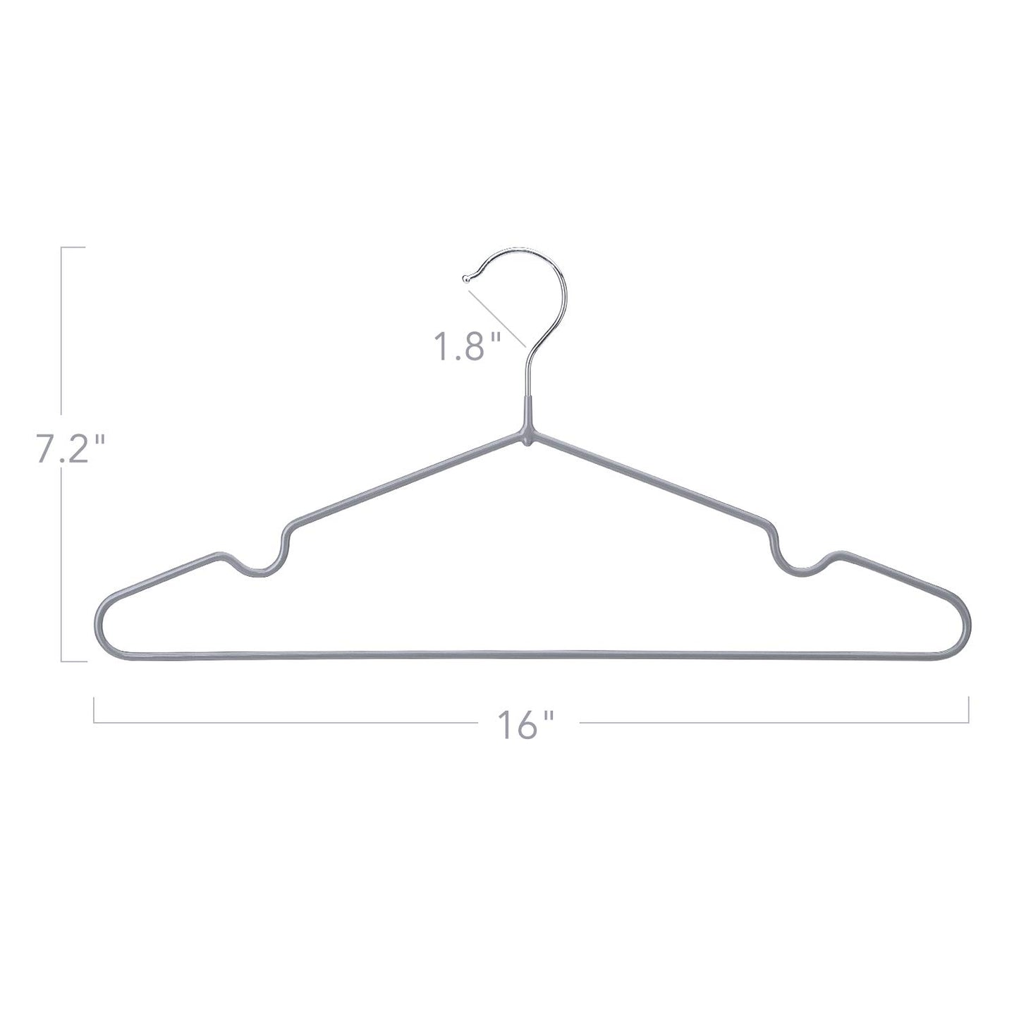 HOUSE DAY 40 Pack Gray Hangers Rubber Coated Metal Wire Hangers Non-Slip Space Saving Thin 0.4cm Thick