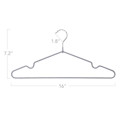 HOUSE DAY 40 Pack Gray Hangers Rubber Coated Metal Wire Hangers Non-Slip Space Saving Thin 0.4cm Thick