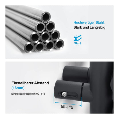 Heilmetz flat design bathroom radiator towel warmer with side connection 400x1176mm in anthracite color, 518W.