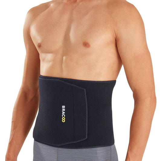 Bracoo waist trimmer belt for men and women, sweat belt for gym, sports, training, adjustable fitness belt, flexible neoprene waist belt, waist trainer for fitness training, SE22, S/M.