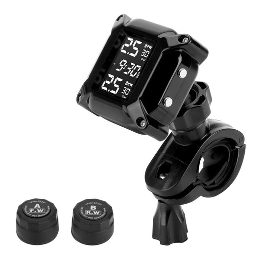 Jansite Motorcycle TPMS Wireless Tire Pressure Monitoring System with 2 external sensors LCD display Car Alarm System Anti-Off & Waterproof Waterproof