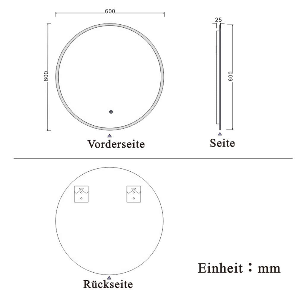 LED bathroom mirror round 60 cm touch demisting wall mirror with lighting light mirror Alpha series