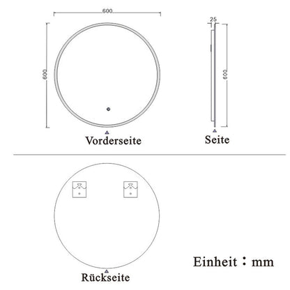LED bathroom mirror round 60 cm touch demisting wall mirror with lighting light mirror Alpha series