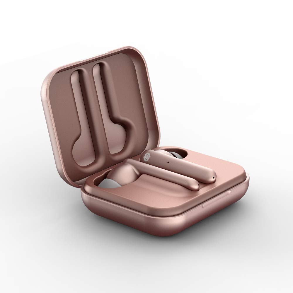 Urbanista Paris True Wireless Earbuds, 20H Playtime, Wireless Charging Case, Bluetooth 5.0, Noise-Canceling Headphones with Touch Control + Built-in Mic, compatible with Android and iOS - Pink
