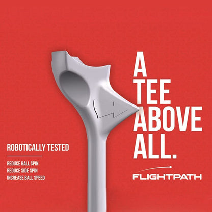 FLIGHTPATH Premium Golf Tees - Durable plastic tees designed to improve shot distance & accuracy - Robotically tested to reduce ball spin - USGA approved - Pack of 8, 2.75"