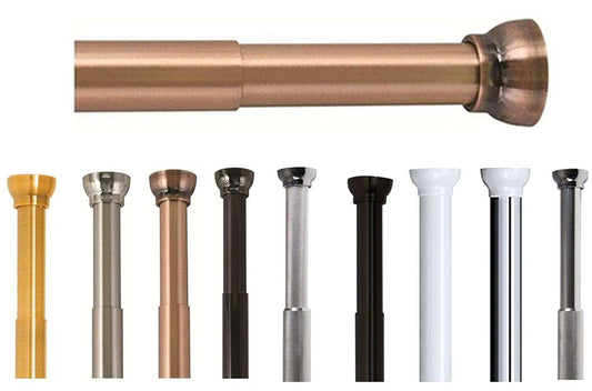 Spirella telescopic rod Crete | Shower curtain rod without drilling | Tension rod, adjustable by twisting, secure hold | as a shower rod, clothes rod | Copper 75-125 cm, Aluminum, Brown