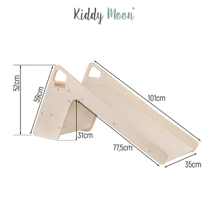 KiddyMoon Kids Wooden Slide, Stable Toddler Slide 2-in-1 Multifunction Montessori, Large, White
