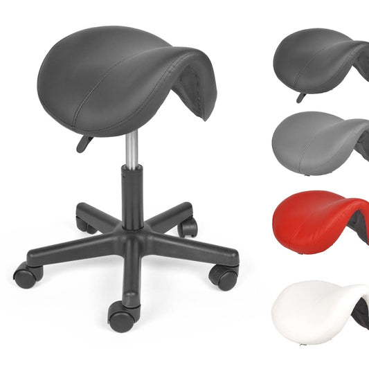 Mingone Saddle Stool Ergonomic Work Stool Height Adjustable Office Stool with Casters Saddle Chair 360° Swivel Stool for Office, Study Room, Studio, Black