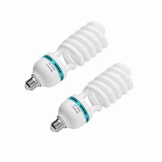 Andoer 2 x Photo Lamp 135W 220V, 5500K CRI90 Daylight Spiral Lamp, Energy-saving E27 Bulb for Photo Studio Studio Lighting Video Lighting
