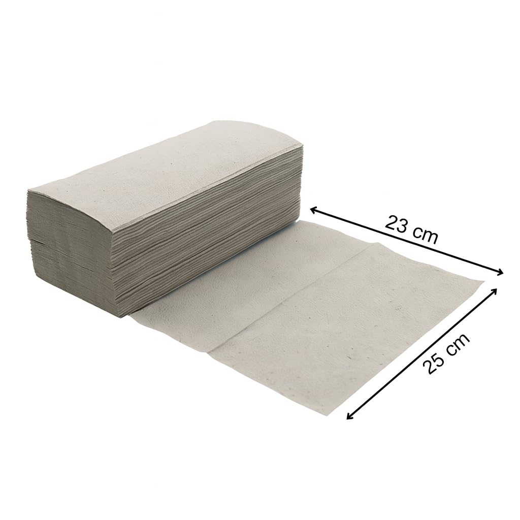 Paper towels 25x23 cm V-fold - 5000 pieces | 1-ply folded towels made of recycled paper | Disposable paper towels for dispensers | Bulk pack for office, workshop & gastronomy - Enpack Pakla