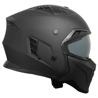 VINZ Shuto Jet helmet / Streetfighter helmet | ECE 22.06 approved | Scooter helmet with sun visor | Jet helmet with removable chin guard - Matte Black