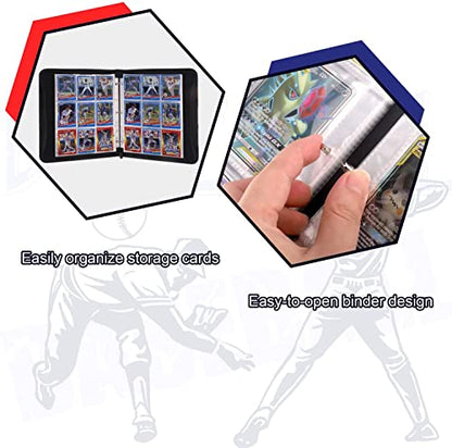 4-pocket baseball trading card album with zipper, compatible with various cards, 50 pages 400 cards (white)