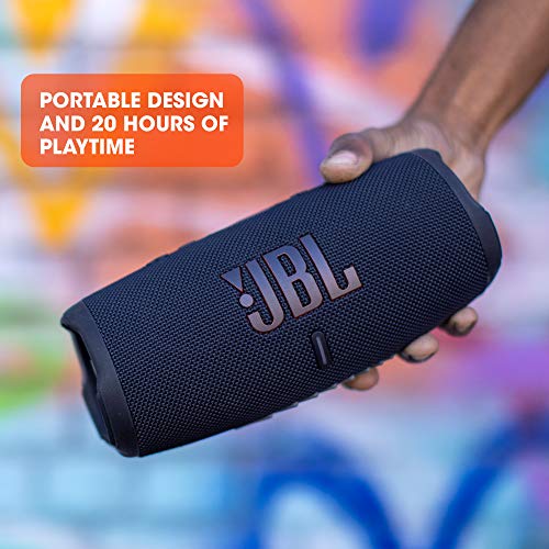 JBL Charge 5 Bluetooth speaker in black - Waterproof, portable boombox with built-in power bank - One charge for up to 20 hours of wireless music enjoyment.