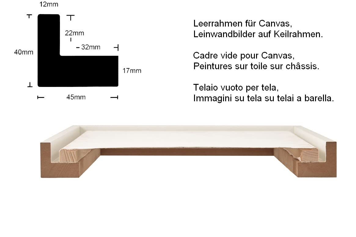 Frame gallery24 Shadow gap frame 80x100 cm aluminum for canvas picture frames stretcher frames for canvases made of wood MDF
