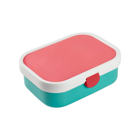 Mepal - Campus Lunchbox - Bento Lunchbox for Kids - Lunchbox with Bento Compartment & Fork - Meal Prep Box with Clip Closure - BPA-free & Dishwasher Safe - 750 ml - Turquoise with Pink Lid