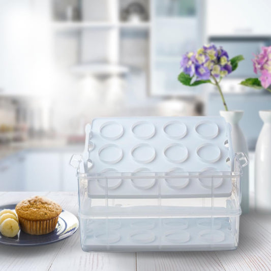 Wolfcut Stackable Muffin Box rectangular plastic, Muffin/Cupcake transport box, Muffin Box suitable for 24 Muffins/Cupcakes max. Ø5,4 cm.