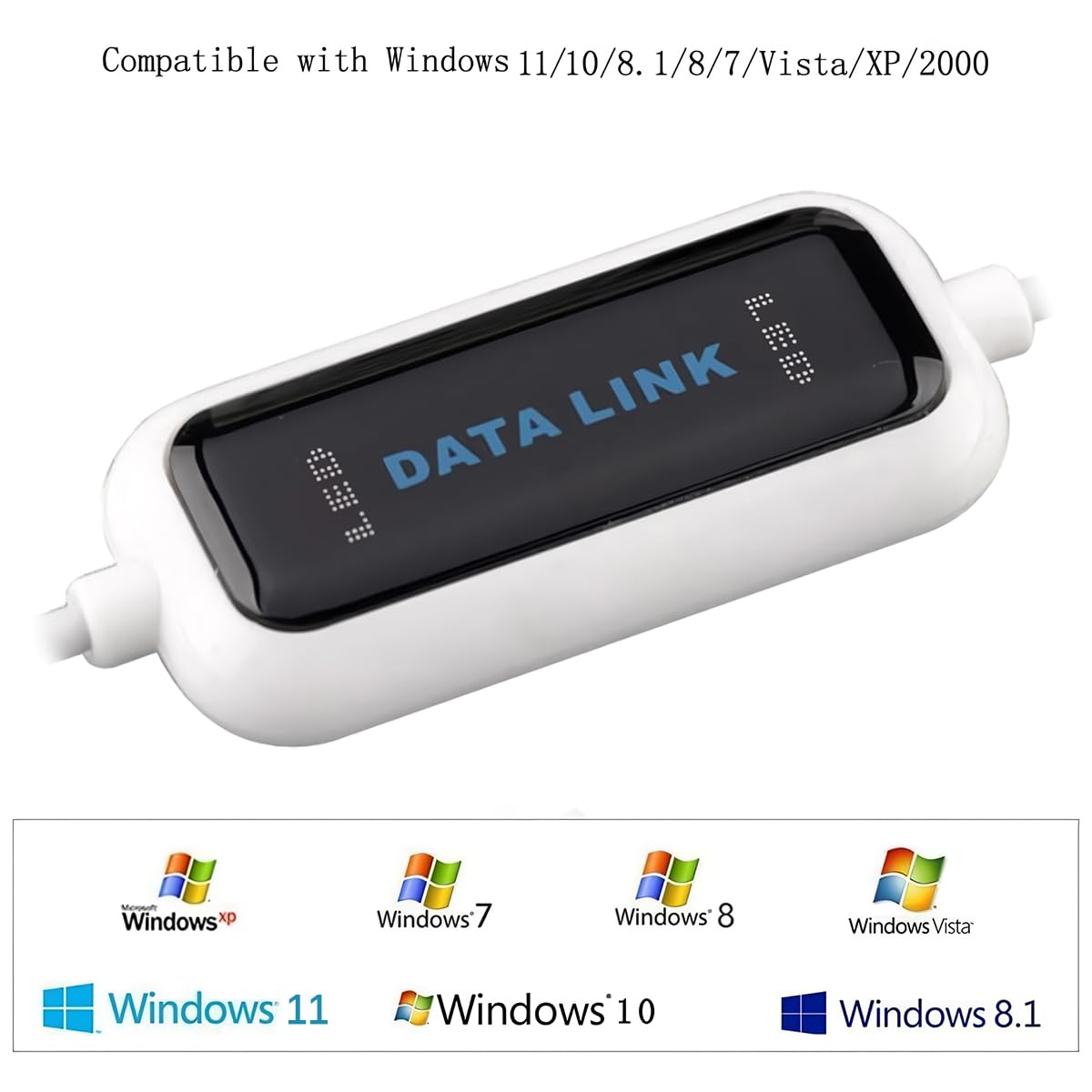 SALCAR Data Cable High-Speed USB 2.0 PC to PC Link Cable for Windows 11/10/8.1/8/7/Vista/XP/2000, easiest data exchange between 2 computers.