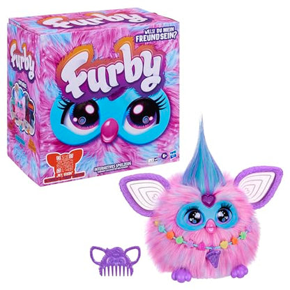 Furby (pink Interactive Plush Toy - Speaks German & Furbish, responds to voice, Dances & lights up - 5 game modes, 600+ reactions - Electronic toy for ages 6 and up.