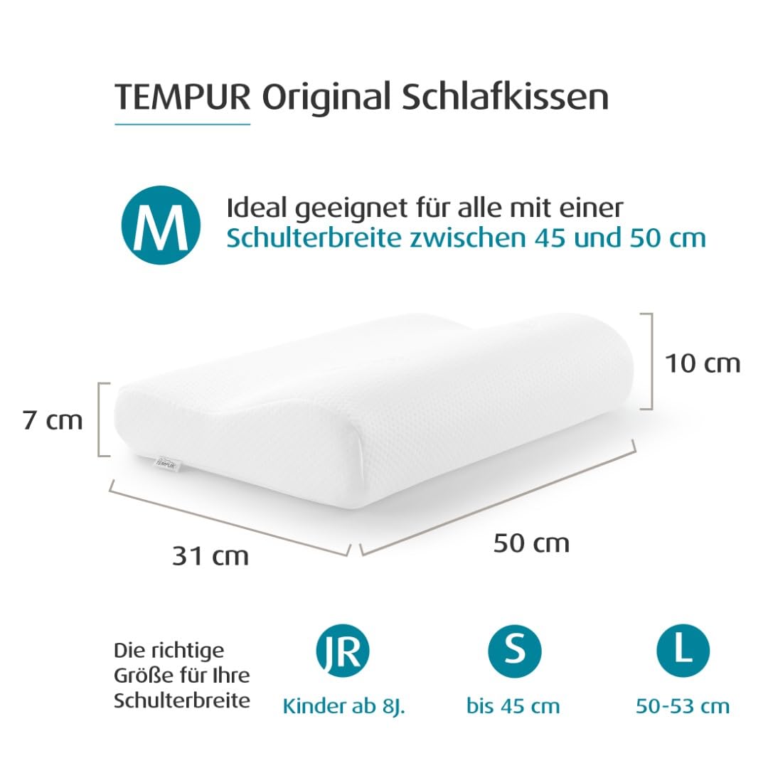 TEMPUR Pillow Set with filling and cover, Original size M with jersey pillowcase (blue)