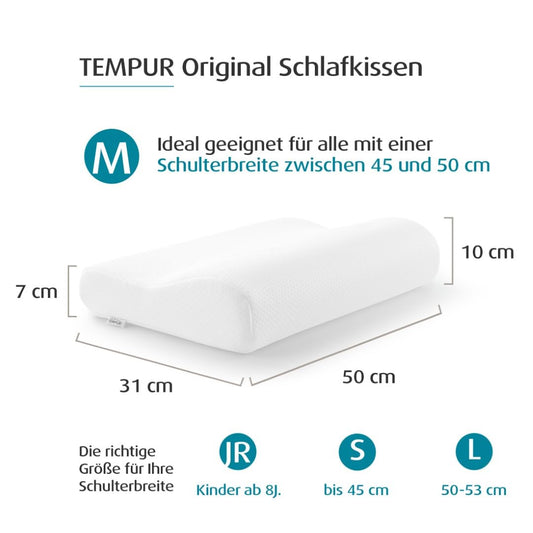TEMPUR Pillow Set with filling and cover, Original size M with jersey pillowcase (blue)