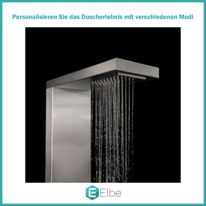Elbe Stainless Steel Shower Panel for corner installation 4-function with rain shower shower set with hand shower, rain shower, 2 massage showers, waterfall shower, shower faucet complete set Adjustable temperature