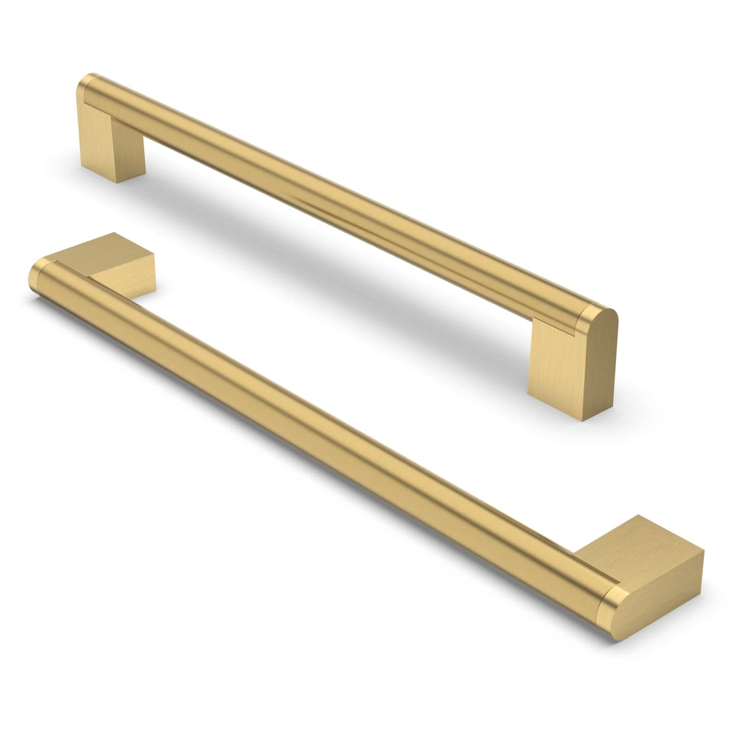 FURNIWARE 10pcs Furniture Handles, 224mm Hole Center Stainless Steel Cabinet Handles Kitchen Cupboard Handle Used for Bathroom Door Handle Wardrobe (Brass)